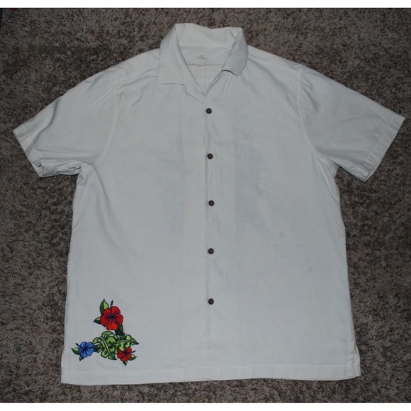 Tommy Bahama Other - Tommy Bahama Men's L Hawaiian Marlin Embroidered Button Shirt Faint Flaw